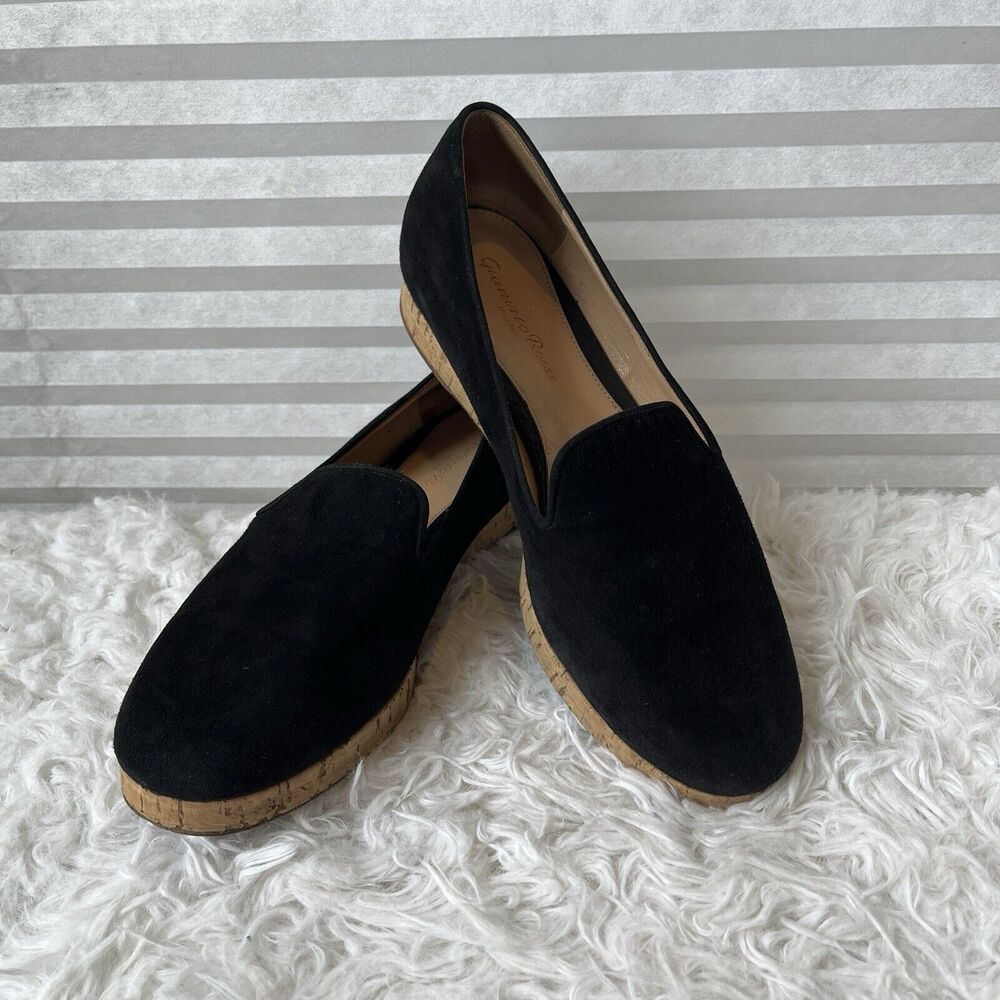 Gianvito Rossi Black Suede Slip On Shoes small platform size IT 36/US 6